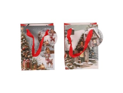 Taška papírová - zimní motiv, vel. XS, mix 2, cena za 1 ks (Barva Vícebarevná)