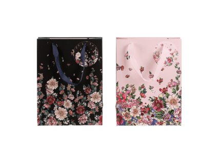 Taška papírová - květiny, mix 2 druhů, vel. S, cena za 1 ks (Barva Vícebarevná)