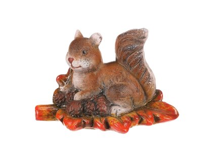 Veverka se šiškami na listu - keramická dekorace (Barva Hnědá)